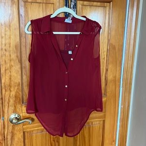 Womens Worthington Tank top Button up Shirt. Size Large